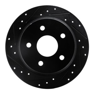 Jeep Grand Cherokee Brake Rotor (1) - Rear Left - R1 Concepts - Drilled & Slotted - Black - `99-`04